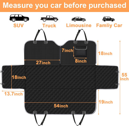 Dog Car Seat Cover for Back Seat, 2025 Upgraded 600D Heavy Duty Waterproof & Scratch-Resistant Dog Hammock for Car, Back Seat Pet Cover for Dogs with Sedan, Trucks and Suvs, Standard, Black